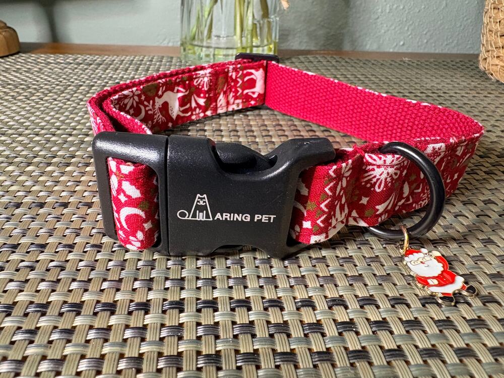 ARING PET Dog Collar Christmas Tree and Reindeer Cotton Pet Collars Size-M